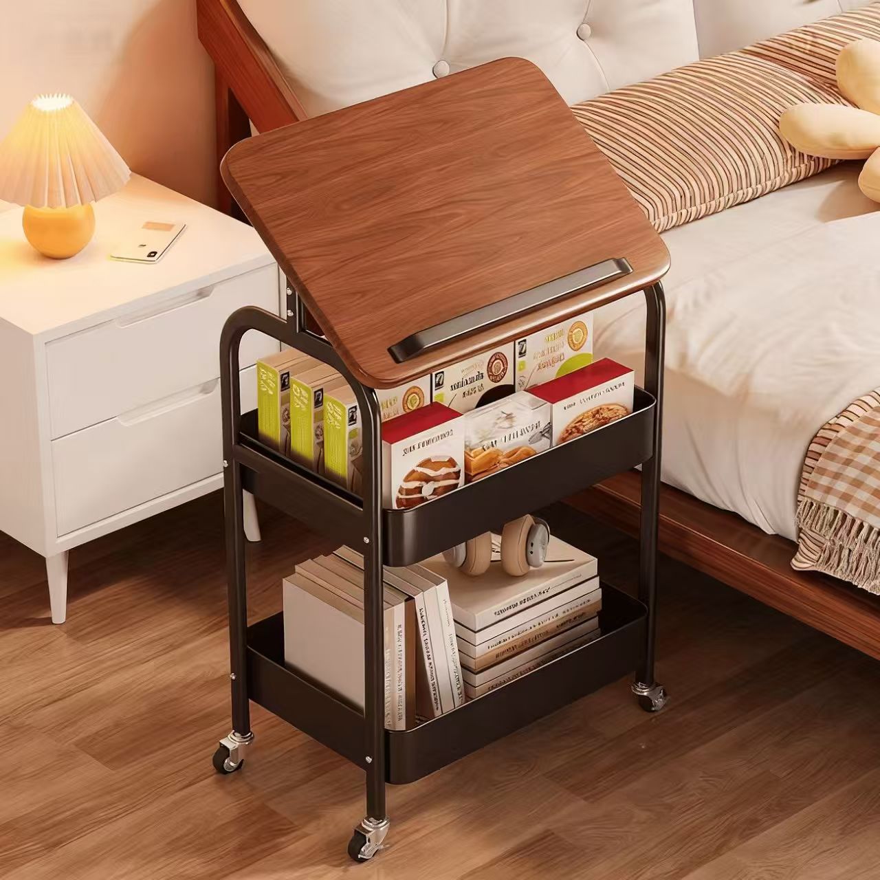 Book Cart Rolling - Portable Utility Rolling Carts with Wheels