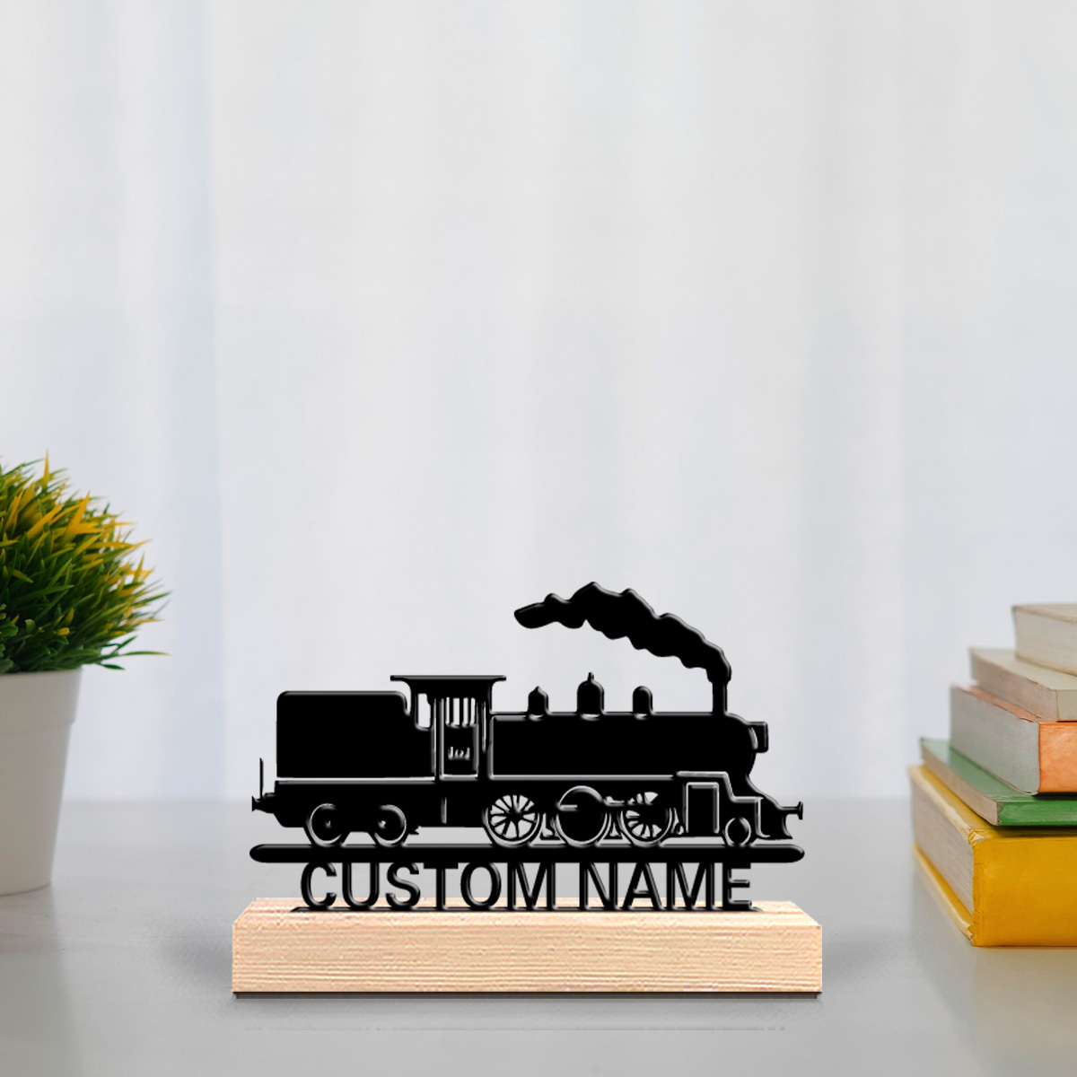 Office Furniture Names - Personalized Retro Metal Steam Train Statue