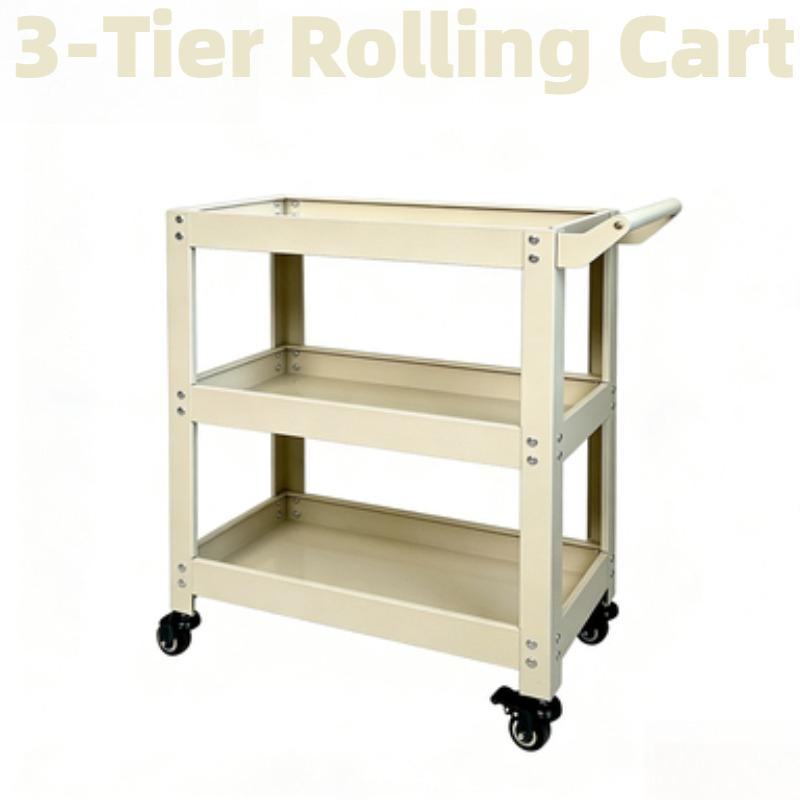 Book Cart Rolling - 3 Tier Metal Storage Cart Multi