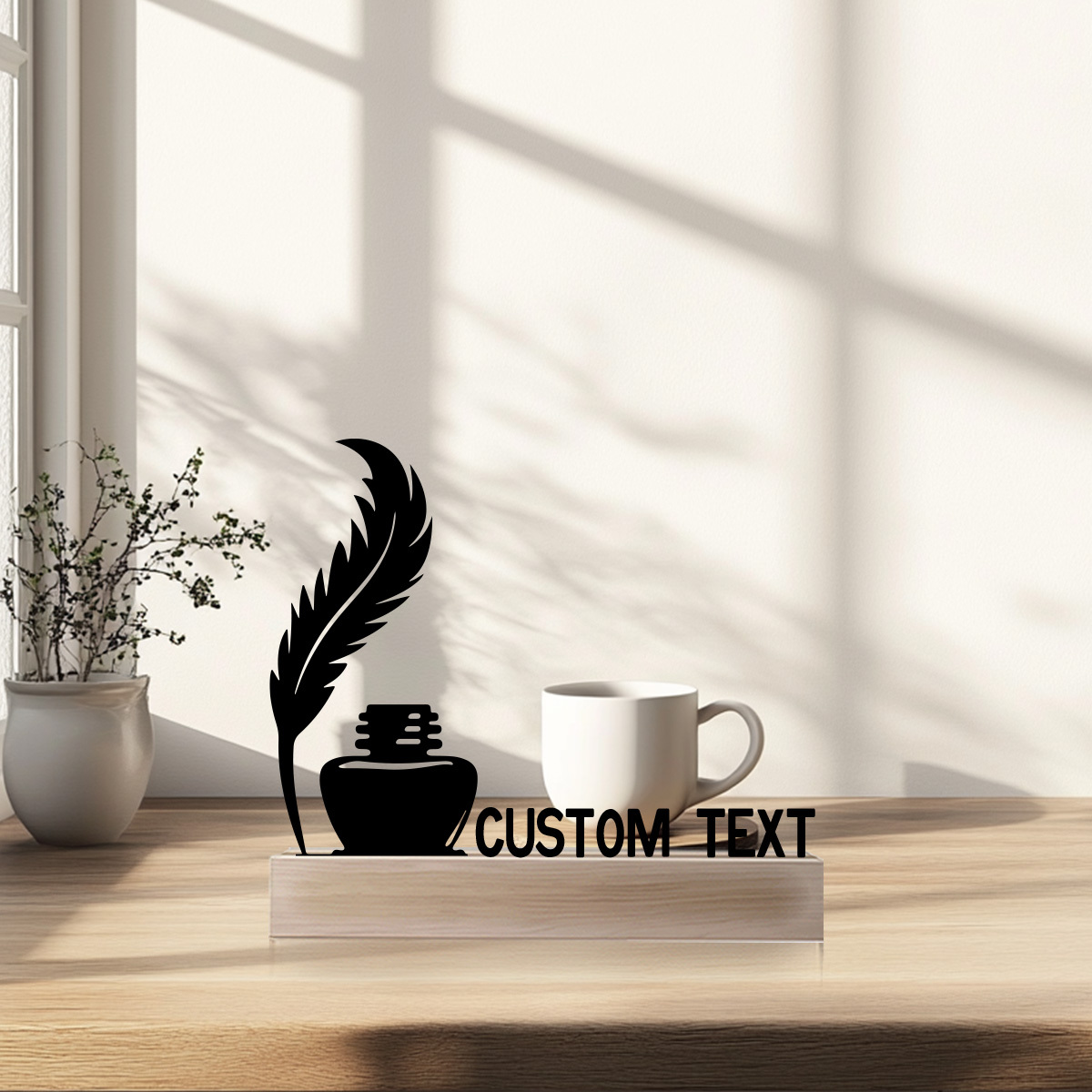 Office Furniture Names - Custom Metal Desk Name Plate Feather
