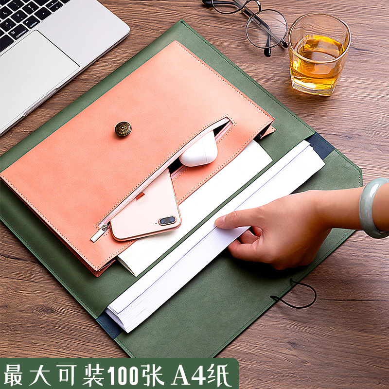 Leather File Bag A4 Paper File - Binder Storage Box ulasan dan harga