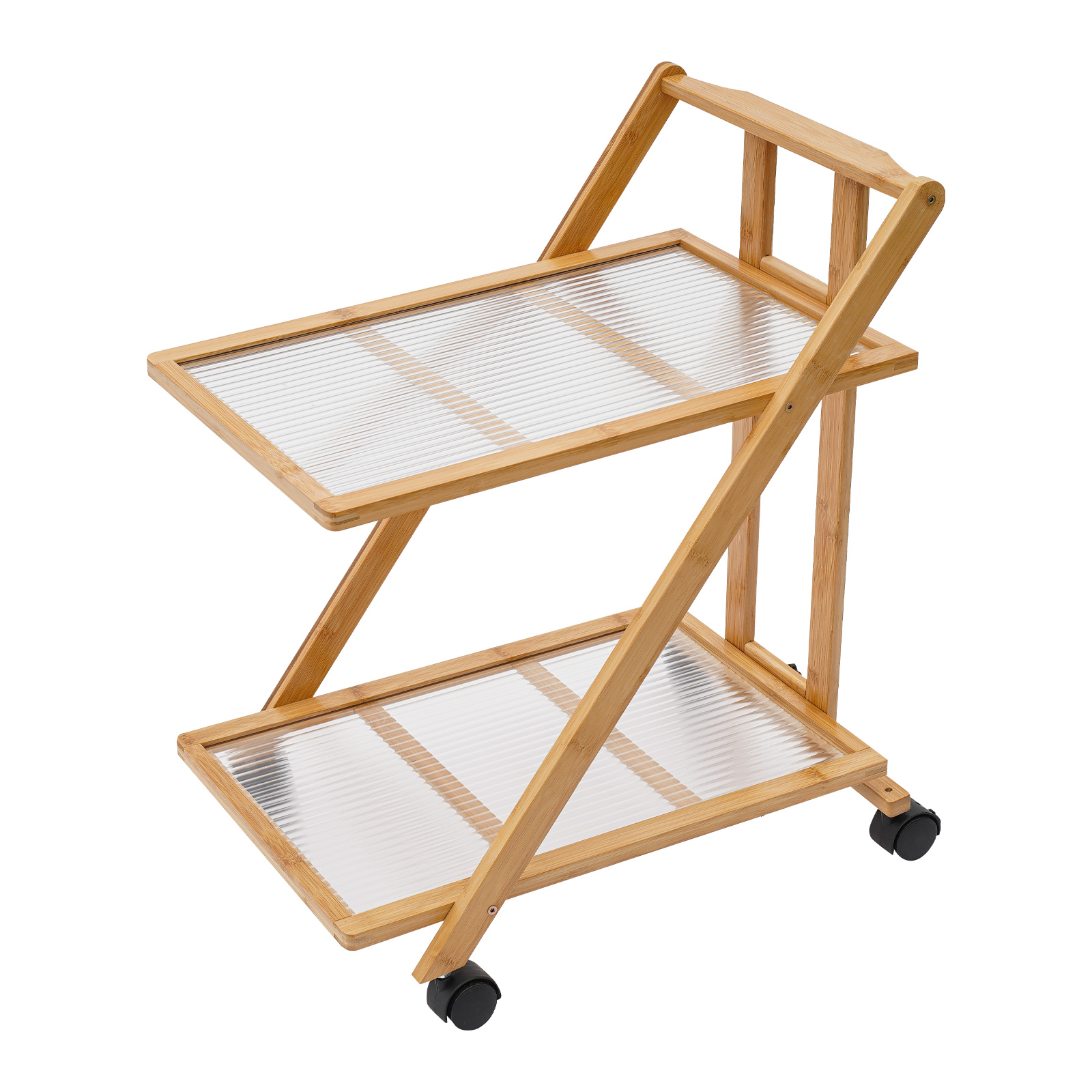2 Tier Rolling Cart Bamboo Fol - Book Cart Rolling ulasan dan harga