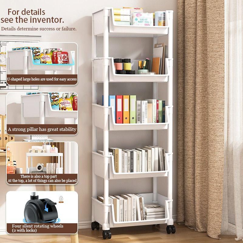 5-Tier Rolling Storage Cart wi - Book Cart Rolling ulasan dan harga