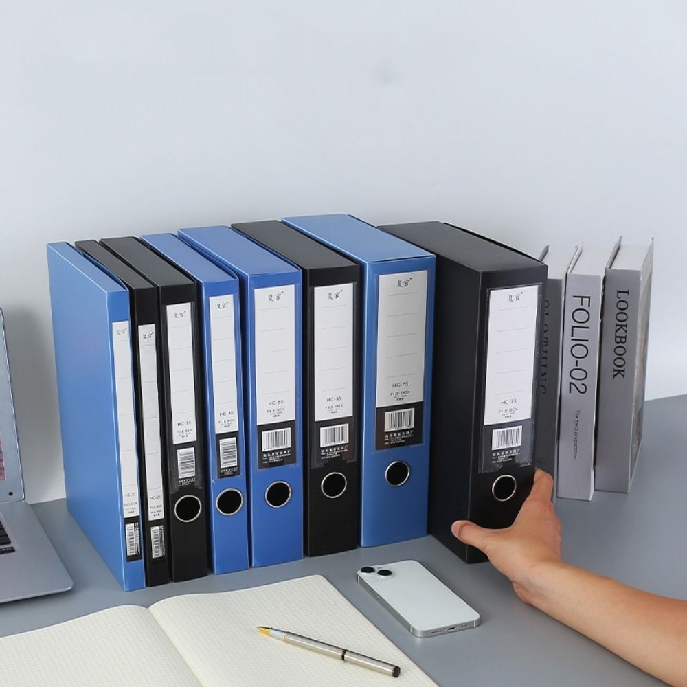 Desktop Black Blue A4 File Fol - Binder Storage Box ulasan dan harga